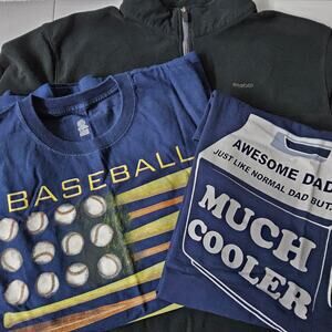 Reebok Fleece 1/4 Zip‎ & Graphic Tees Mens XXL Black Navy Baseball Dad Bundle